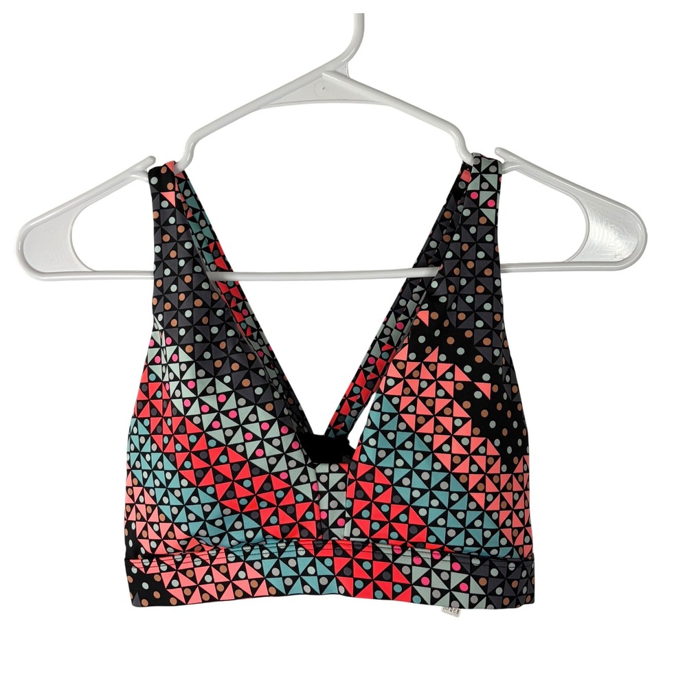 Victorias Secret VSX Sport Bra Small Geometric Polka Dot Strappy Cage Back Pink